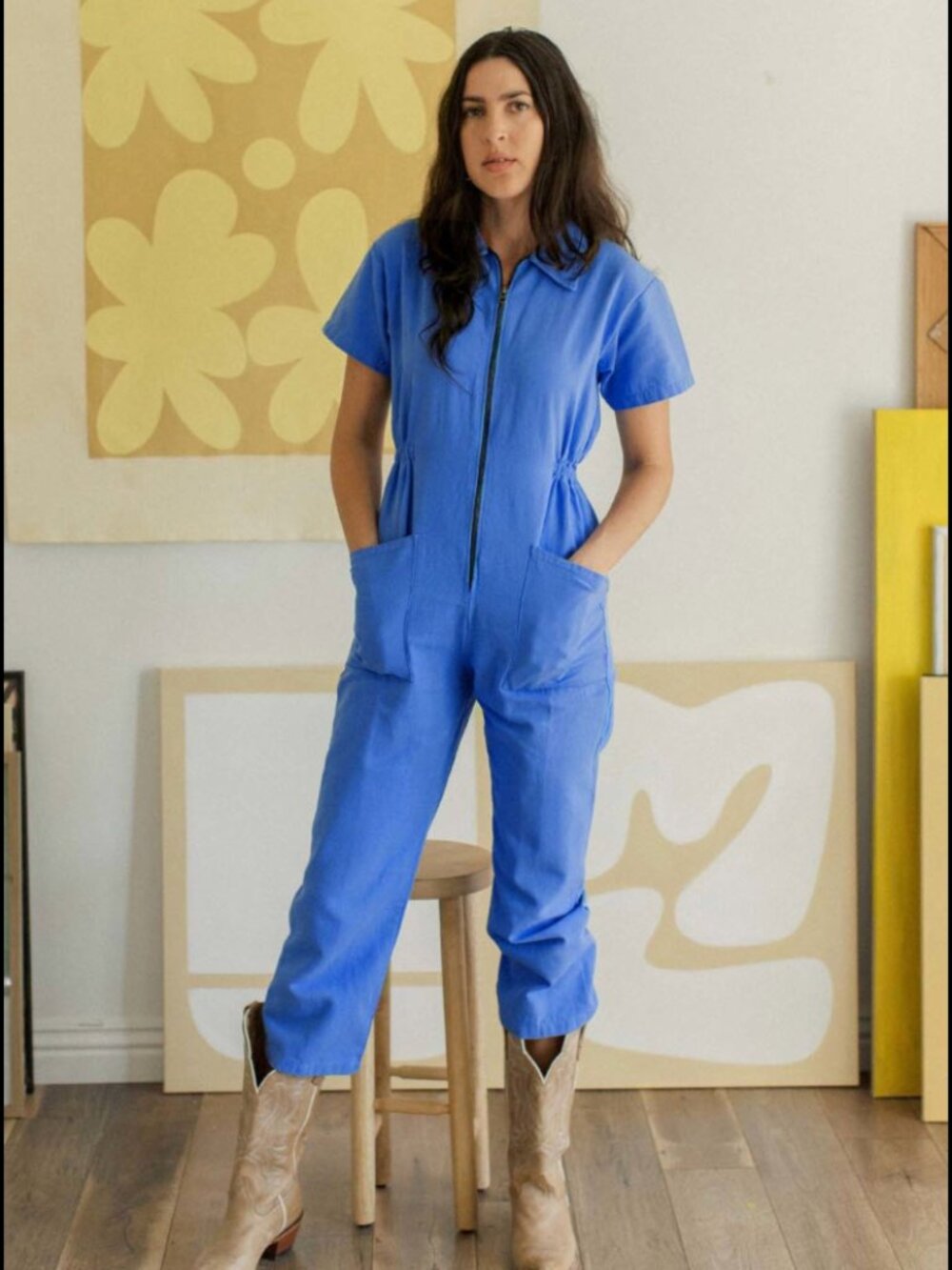 Noble Utility Suit French Blue Organic Pima Cotton Jumpsuit XXL